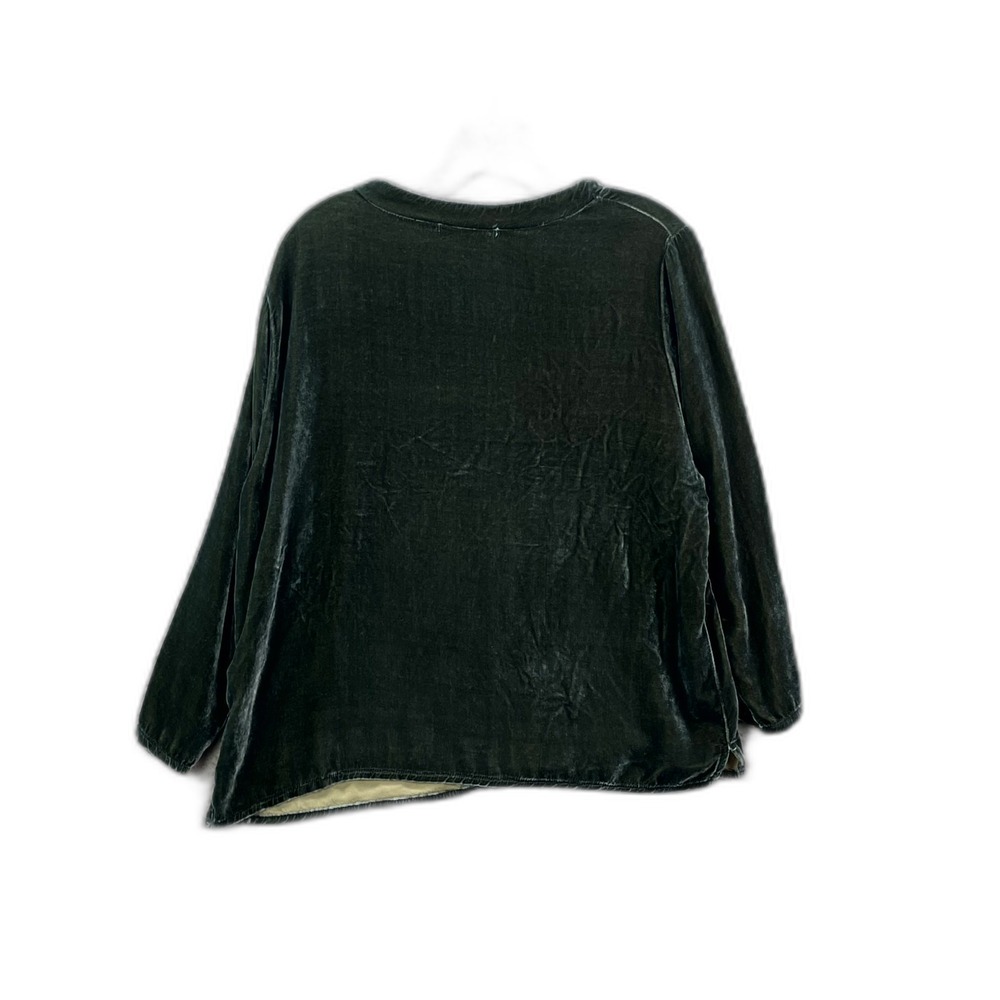 Cut Loose Velvet Blouse Top Womens Large Scoop Neck Quarter Sleeves Made in USA - Picture 2 of 9